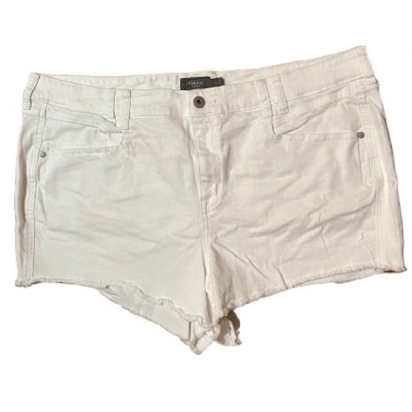 torrid Pants - Torrid Feel The Fit White Denim Jean Shorts with Frayed Hem Size 22